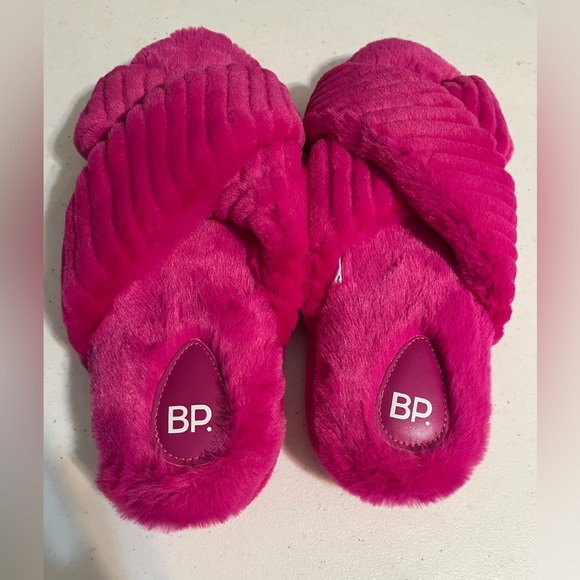BP Pink Furry Slippers XL 11-12 - Picture 1 of 5
